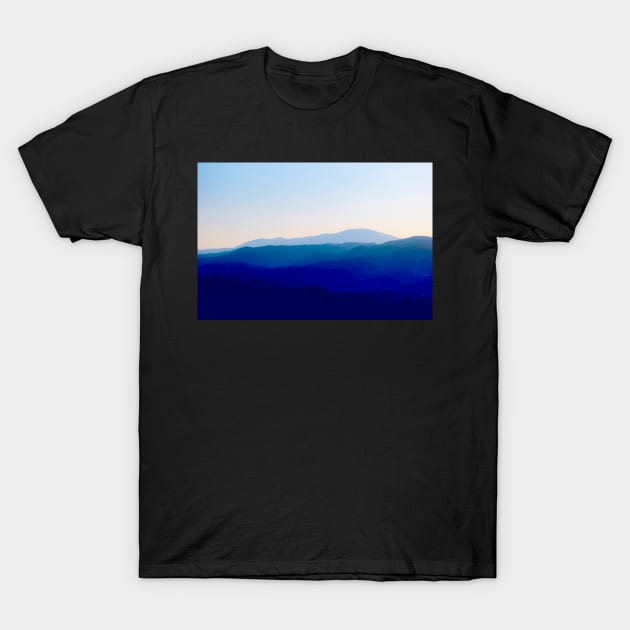 Sunset in Rhodes Shades of Indigo T-Shirt by fokafoka